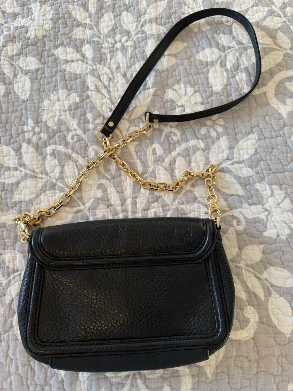 Tory Burch Black Leather shoulder/ crossbody bag with Gold Chain Detail